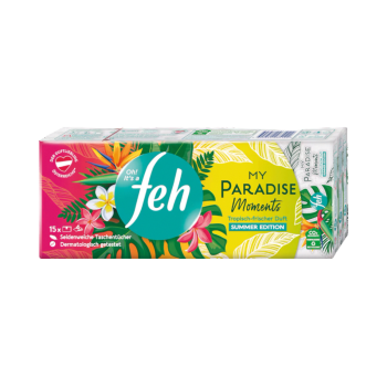 Feh My Paradise Moments Summer Edition Taschentuecher mit tropisch frischem Duft, 4 lagig, 135 Stueck